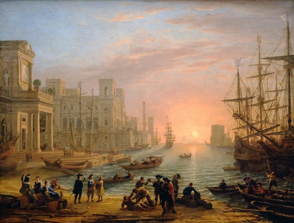 Seaport at sunset (1639) by Claude Lorrain